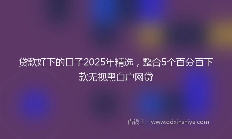 贷款好下的口子2025年精选，整合5个百分百下款无视黑白户网贷