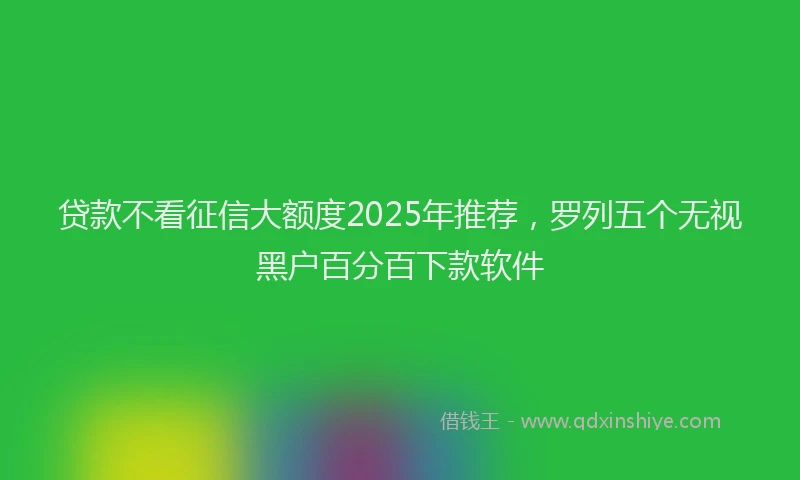 贷款不看征信大额度2025年推荐，罗列五个无视黑户百分百下款软件