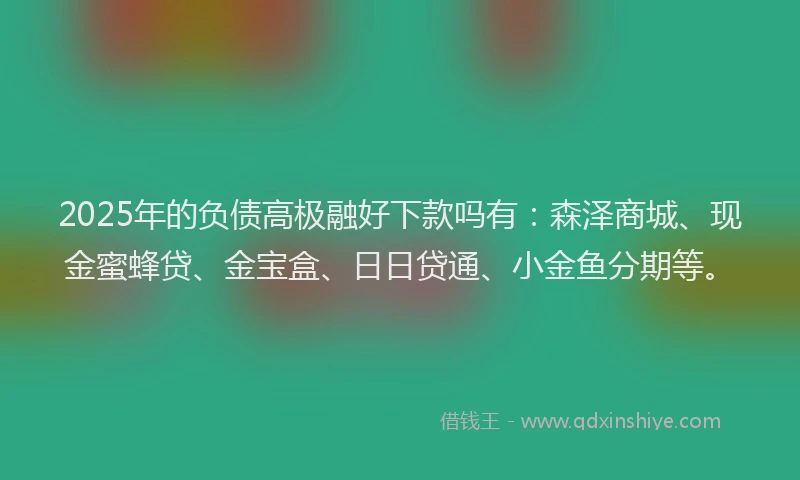 2025年的负债高极融好下款吗有：森泽商城、现金蜜蜂贷、金宝盒、日日贷通、小金鱼分期等。