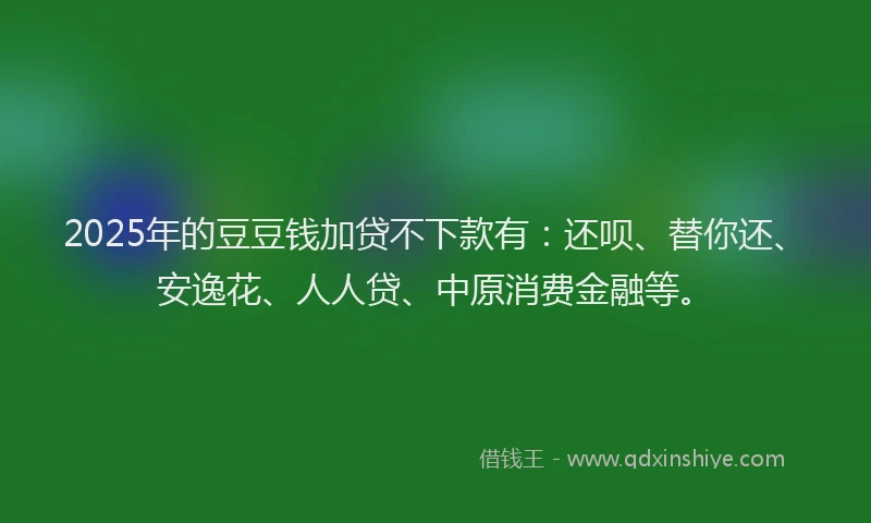 2025年的豆豆钱加贷不下款有：还呗、替你还、安逸花、人人贷、中原消费金融等。