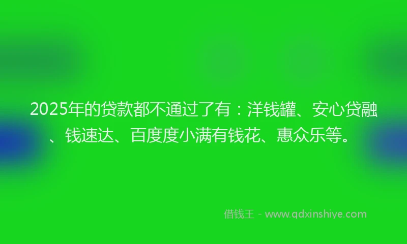 2025年的贷款都不通过了有：洋钱罐、安心贷融、钱速达、百度度小满有钱花、惠众乐等。