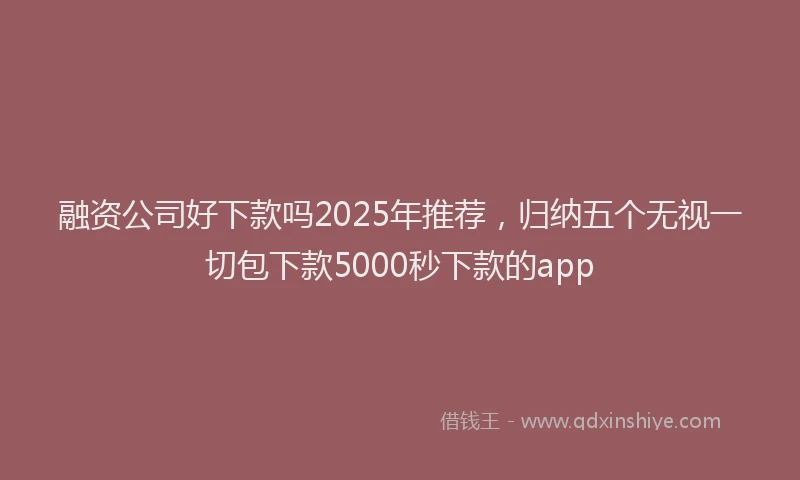 融资公司好下款吗2025年推荐，归纳五个无视一切包下款5000秒下款的app