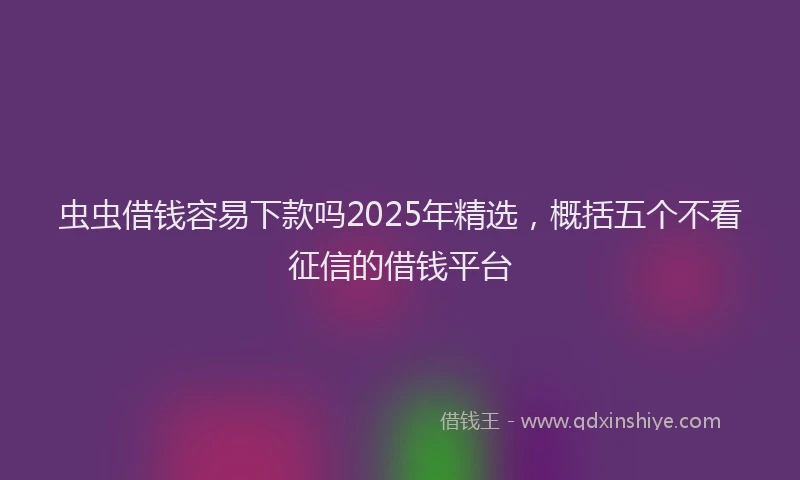 虫虫借钱容易下款吗2025年精选，概括五个不看征信的借钱平台