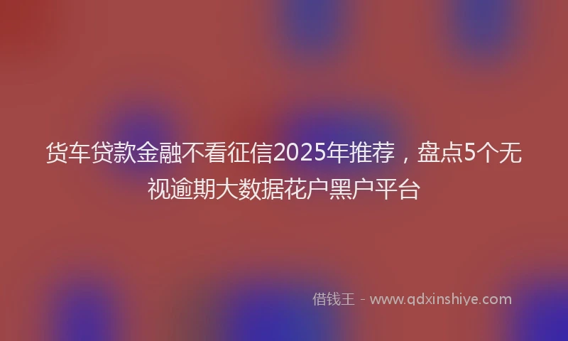 货车贷款金融不看征信2025年推荐，盘点5个无视逾期大数据花户黑户平台