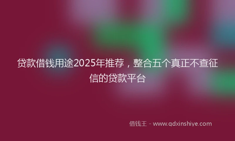 贷款借钱用途2025年推荐，整合五个真正不查征信的贷款平台