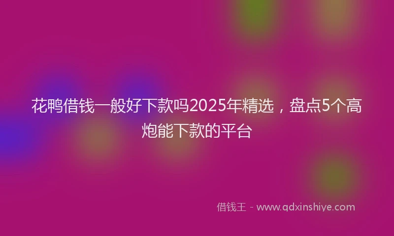 花鸭借钱一般好下款吗2025年精选，盘点5个高炮能下款的平台
