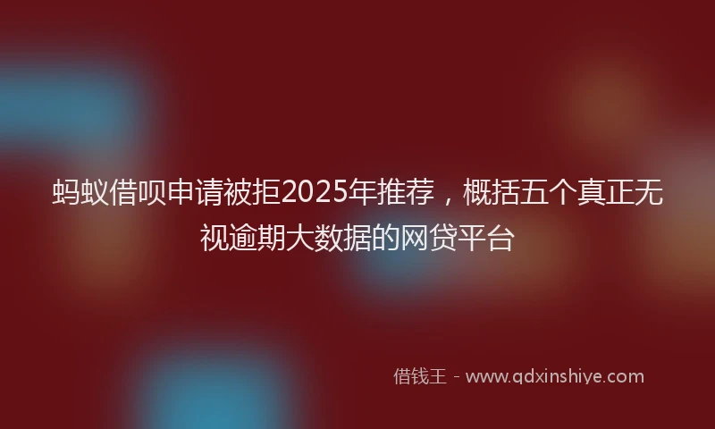 蚂蚁借呗申请被拒2025年推荐，概括五个真正无视逾期大数据的网贷平台