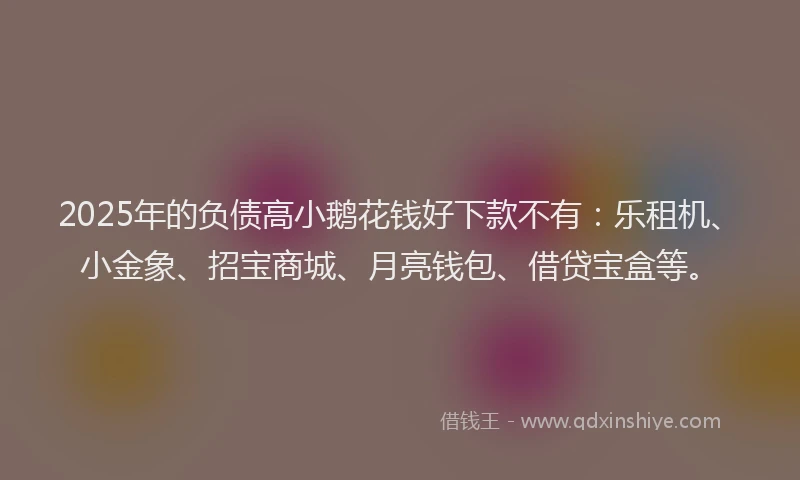 2025年的负债高小鹅花钱好下款不有：乐租机、小金象、招宝商城、月亮钱包、借贷宝盒等。