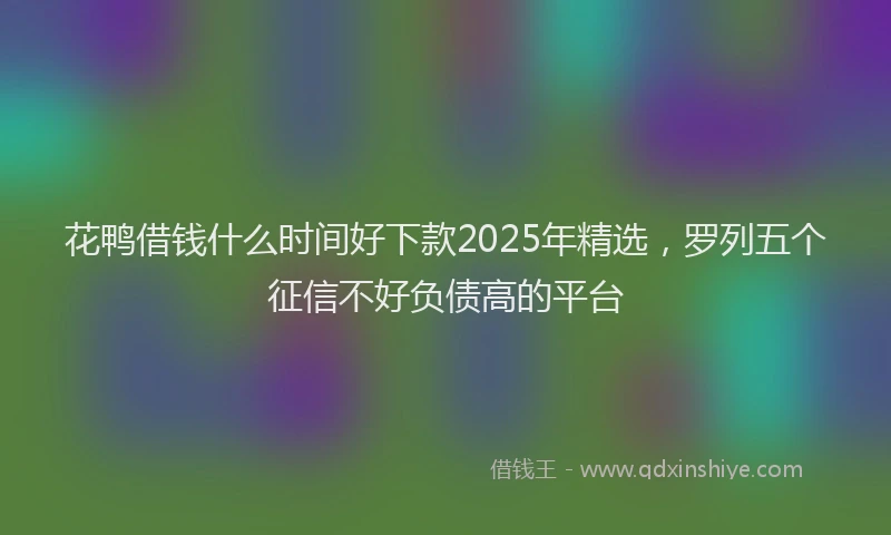 花鸭借钱什么时间好下款2025年精选，罗列五个征信不好负债高的平台