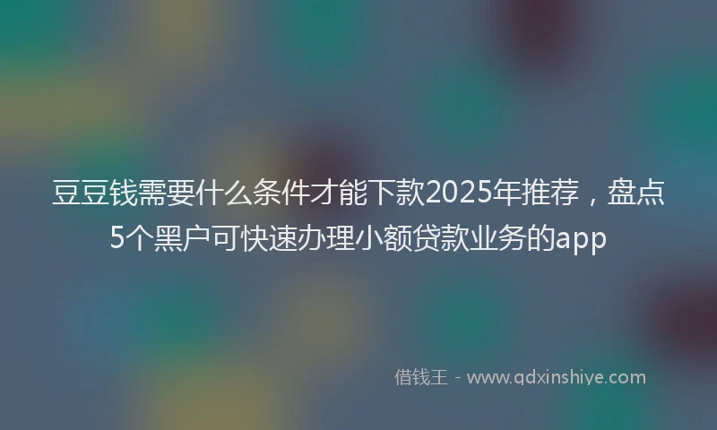 豆豆钱需要什么条件才能下款2025年推荐，盘点5个黑户可快速办理小额贷款业务的app