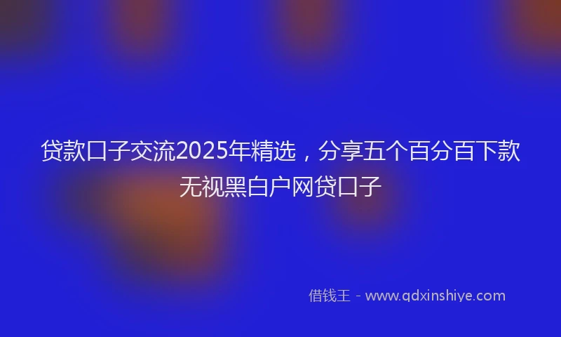 贷款口子交流2025年精选，分享五个百分百下款无视黑白户网贷口子