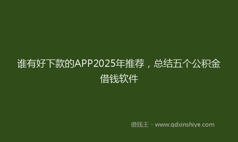 谁有好下款的APP2025年推荐，总结五个公积金借钱软件