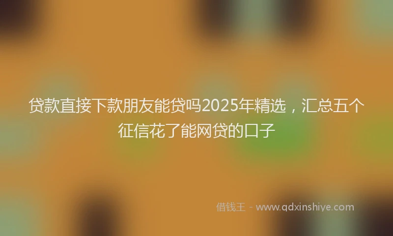 贷款直接下款朋友能贷吗2025年精选，汇总五个征信花了能网贷的口子