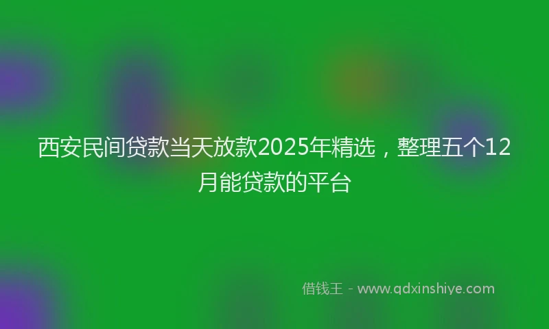 西安民间贷款当天放款2025年精选，整理五个12月能贷款的平台
