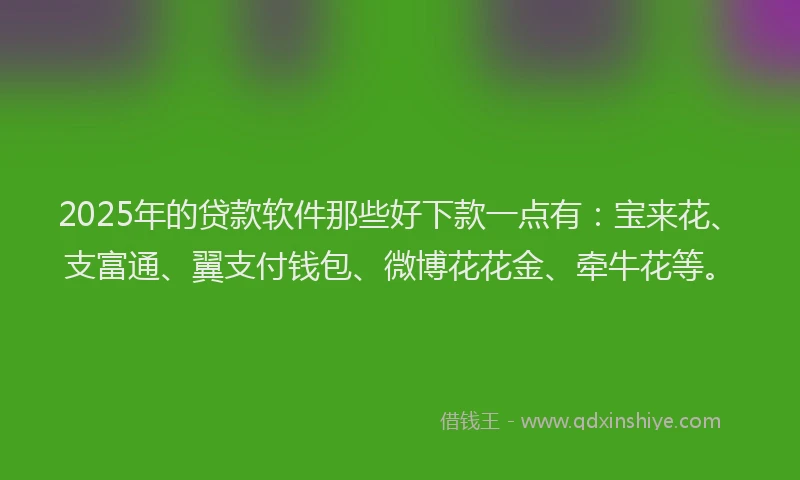 2025年的贷款软件那些好下款一点有：宝来花、支富通、翼支付钱包、微博花花金、牵牛花等。