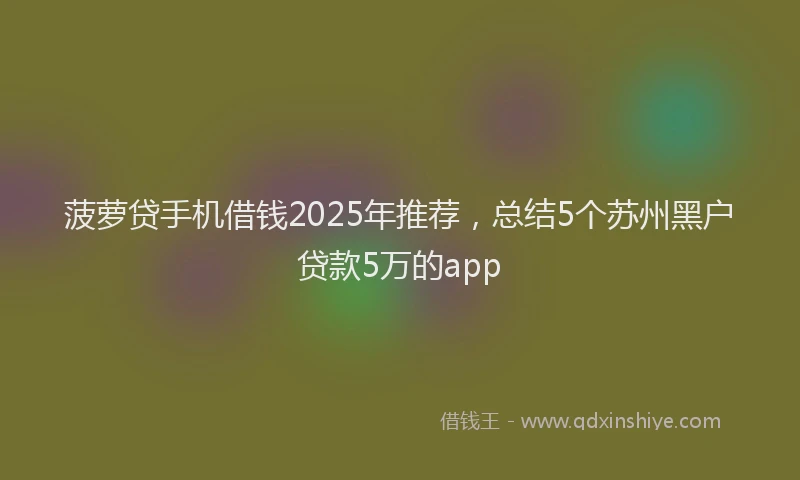 菠萝贷手机借钱2025年推荐，总结5个苏州黑户贷款5万的app