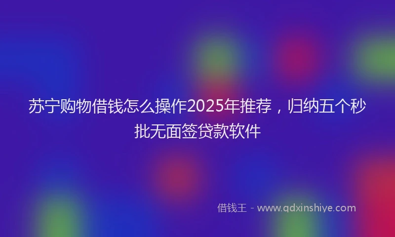 苏宁购物借钱怎么操作2025年推荐，归纳五个秒批无面签贷款软件