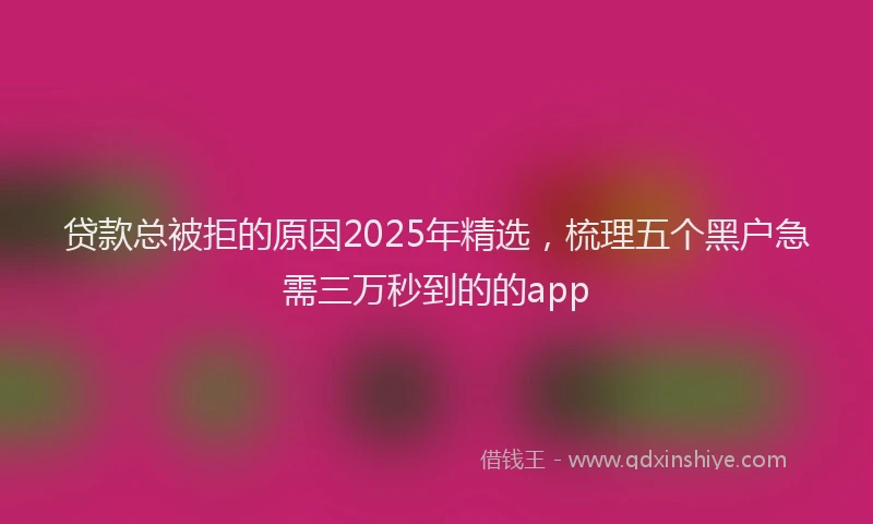 贷款总被拒的原因2025年精选，梳理五个黑户急需三万秒到的的app