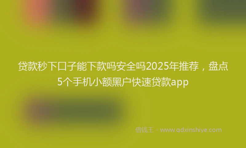 贷款秒下口子能下款吗安全吗2025年推荐，盘点5个手机小额黑户快速贷款app