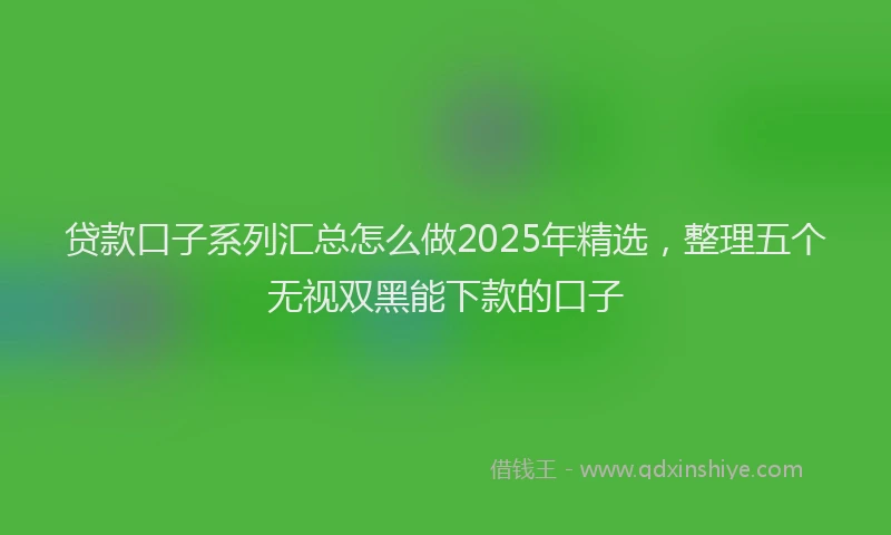 贷款口子系列汇总怎么做2025年精选，整理五个无视双黑能下款的口子