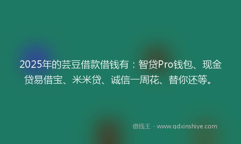 2025年的芸豆借款借钱有：智贷Pro钱包、现金贷易借宝、米米贷、诚信一周花、替你还等。