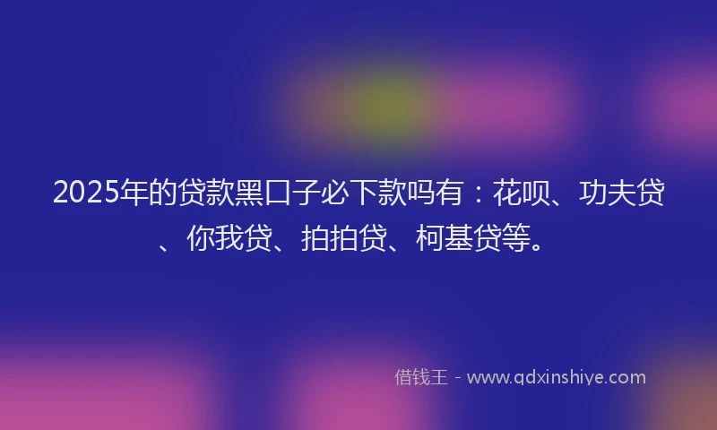 2025年的贷款黑口子必下款吗有：花呗、功夫贷、你我贷、拍拍贷、柯基贷等。