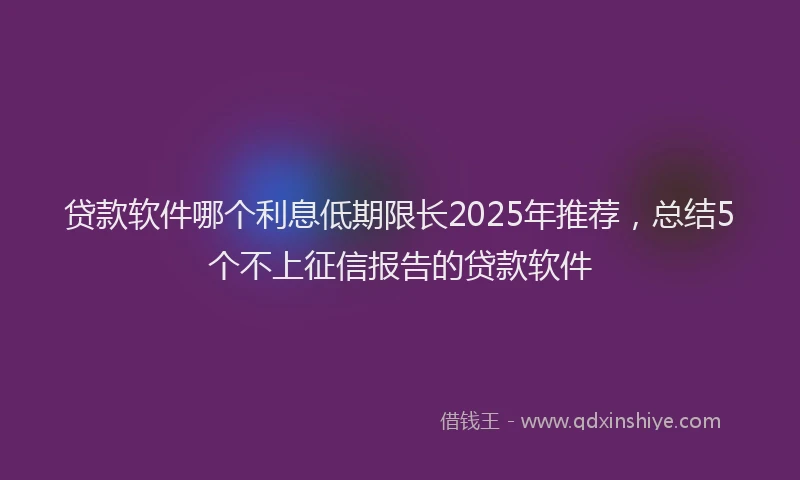 贷款软件哪个利息低期限长2025年推荐，总结5个不上征信报告的贷款软件