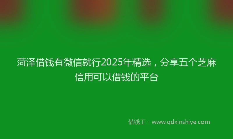 菏泽借钱有微信就行2025年精选，分享五个芝麻信用可以借钱的平台
