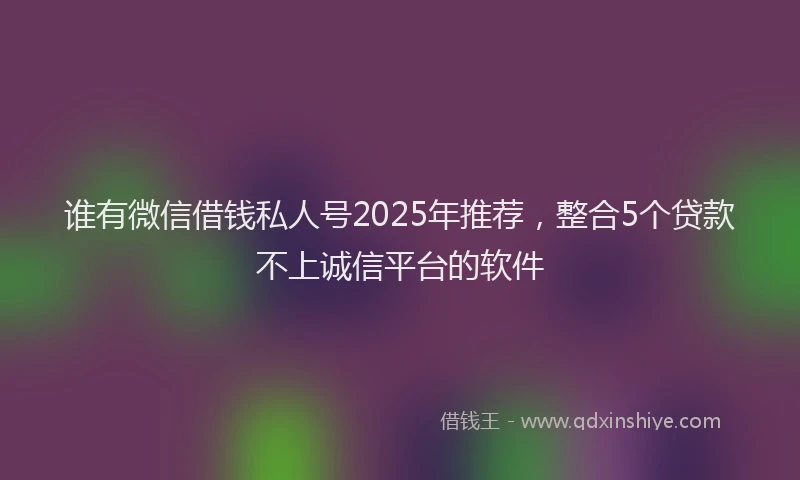 谁有微信借钱私人号2025年推荐，整合5个贷款不上诚信平台的软件