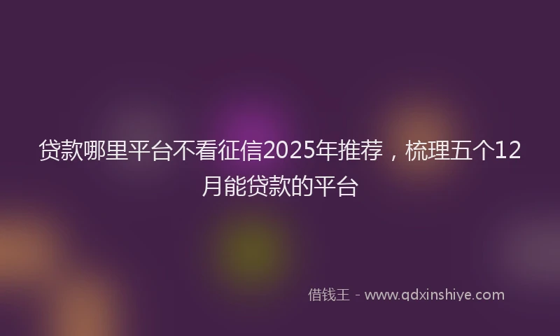 贷款哪里平台不看征信2025年推荐，梳理五个12月能贷款的平台