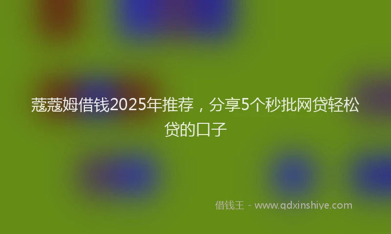 蔻蔻姆借钱2025年推荐，分享5个秒批网贷轻松贷的口子