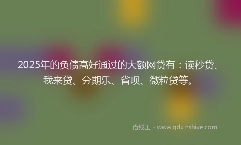 2025年的负债高好通过的大额网贷有：读秒贷、我来贷、分期乐、省呗、微粒贷等。
