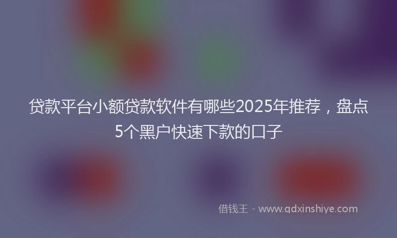 贷款平台小额贷款软件有哪些2025年推荐，盘点5个黑户快速下款的口子