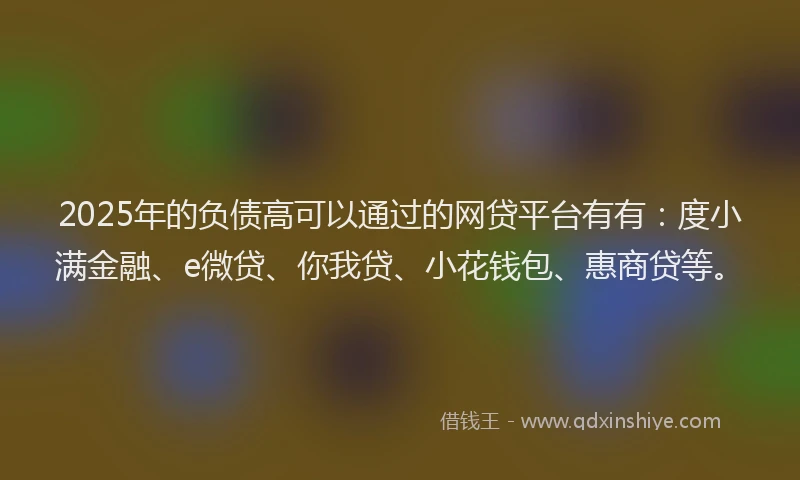 2025年的负债高可以通过的网贷平台有有：度小满金融、e微贷、你我贷、小花钱包、惠商贷等。