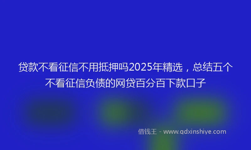 贷款不看征信不用抵押吗2025年精选，总结五个不看征信负债的网贷百分百下款口子