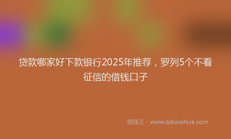 贷款哪家好下款银行2025年推荐，罗列5个不看征信的借钱口子