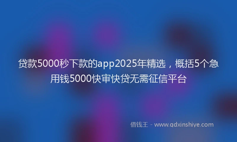 贷款5000秒下款的app2025年精选，概括5个急用钱5000快审快贷无需征信平台