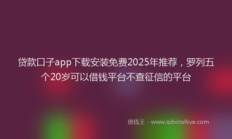 贷款口子app下载安装免费2025年推荐，罗列五个20岁可以借钱平台不查征信的平台
