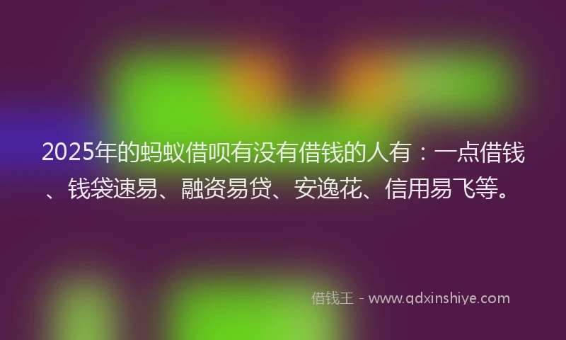 2025年的蚂蚁借呗有没有借钱的人有：一点借钱、钱袋速易、融资易贷、安逸花、信用易飞等。