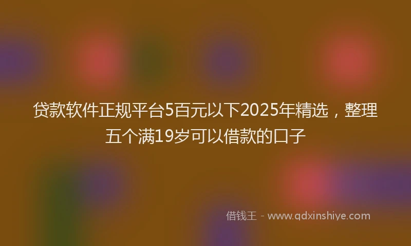贷款软件正规平台5百元以下2025年精选，整理五个满19岁可以借款的口子