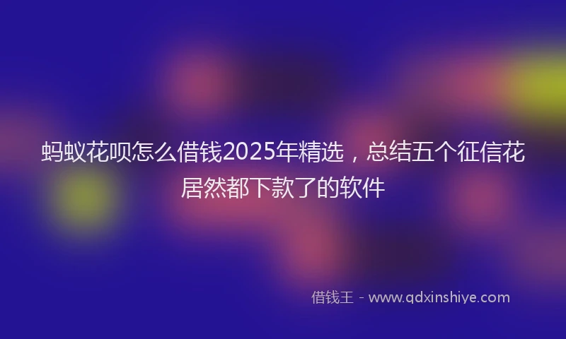 蚂蚁花呗怎么借钱2025年精选，总结五个征信花居然都下款了的软件