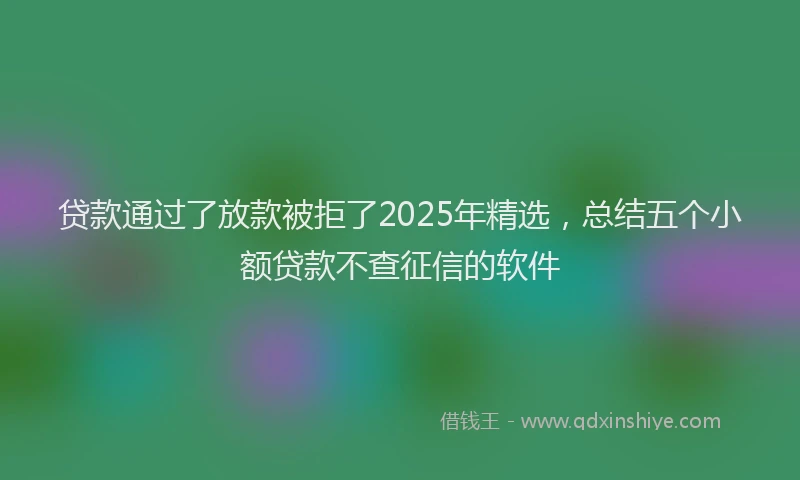 贷款通过了放款被拒了2025年精选，总结五个小额贷款不查征信的软件