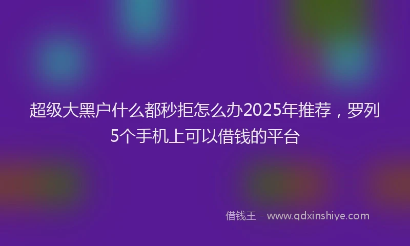 超级大黑户什么都秒拒怎么办2025年推荐，罗列5个手机上可以借钱的平台