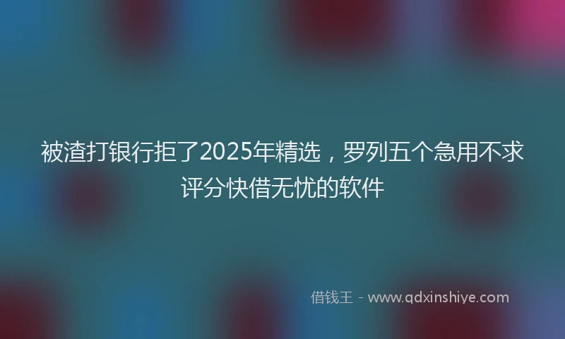 被渣打银行拒了2025年精选，罗列五个急用不求评分快借无忧的软件