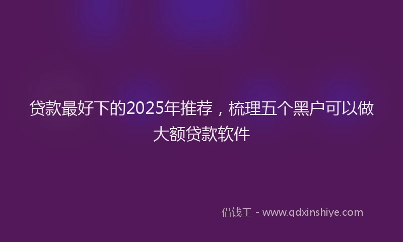 贷款最好下的2025年推荐，梳理五个黑户可以做大额贷款软件