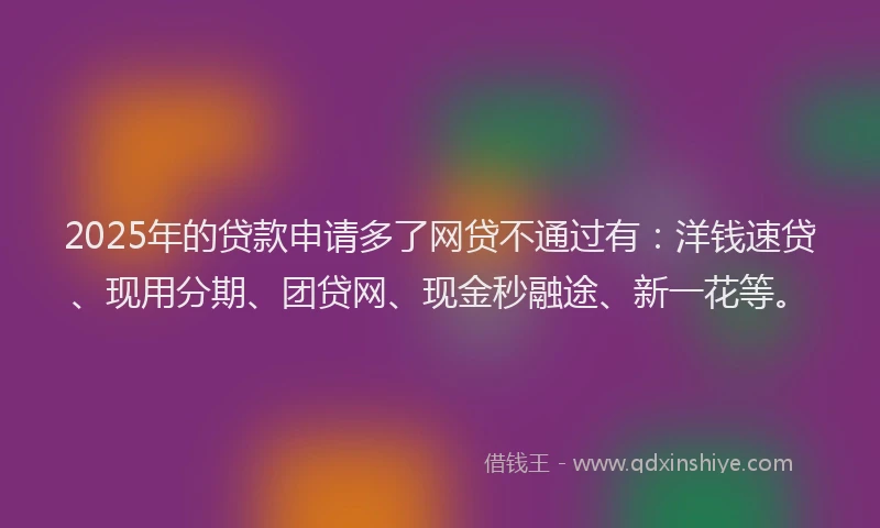 2025年的贷款申请多了网贷不通过有：洋钱速贷、现用分期、团贷网、现金秒融途、新一花等。