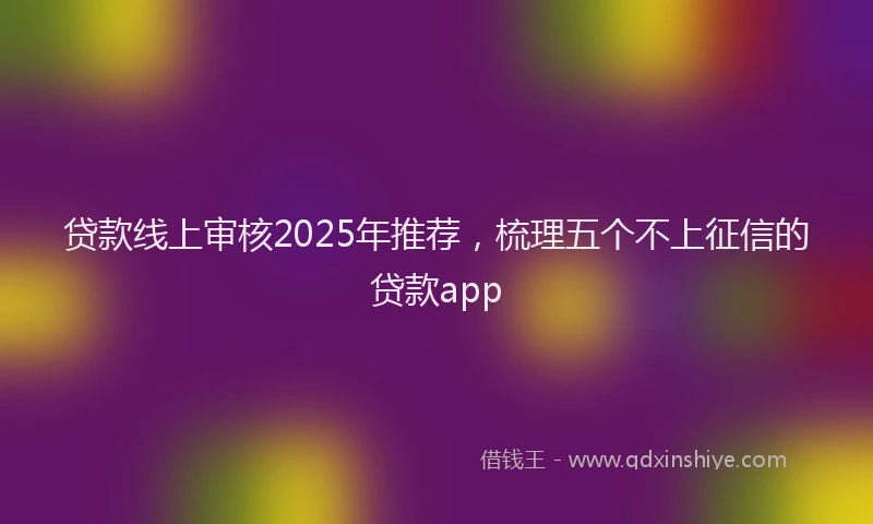 贷款线上审核2025年推荐，梳理五个不上征信的贷款app