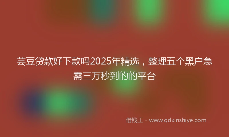 芸豆贷款好下款吗2025年精选，整理五个黑户急需三万秒到的的平台