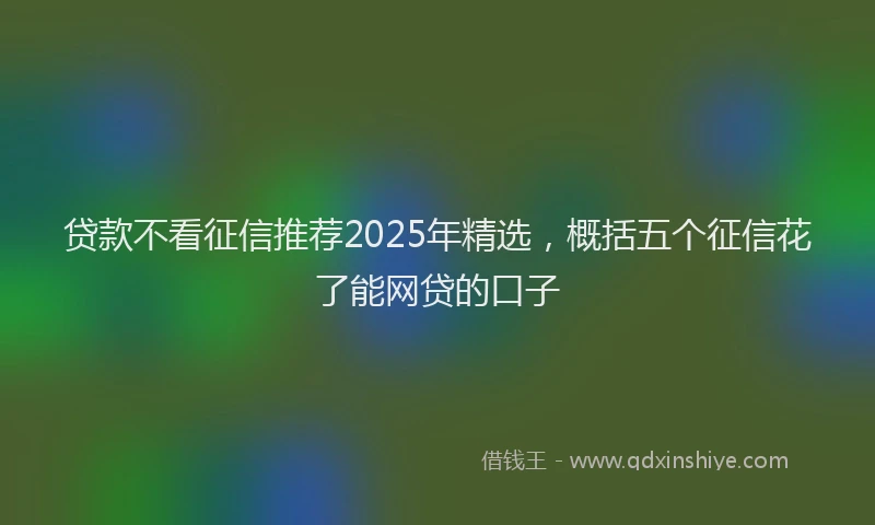 贷款不看征信推荐2025年精选，概括五个征信花了能网贷的口子
