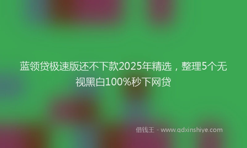 蓝领贷极速版还不下款2025年精选，整理5个无视黑白100%秒下网贷